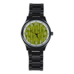 Fern Texture Nature Leaves Stainless Steel Round Watch by Posterlux