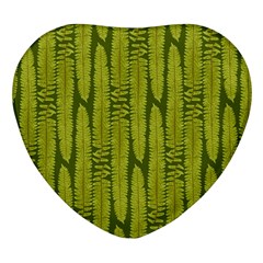 Fern Texture Nature Leaves Heart Glass Fridge Magnet (4 Pack) by Posterlux