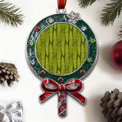 Fern Texture Nature Leaves Metal X mas Lollipop With Crystal Ornament by Posterlux