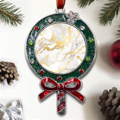 Marble Pattern Metal X mas Lollipop With Crystal Ornament