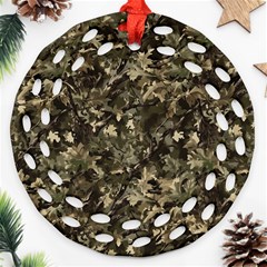 Camouflage Army Survival Uniform Round Filigree Ornament (two Sides) by Posterlux