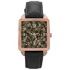 Camouflage Army Survival Uniform Rose Gold Leather Watch  by Posterlux