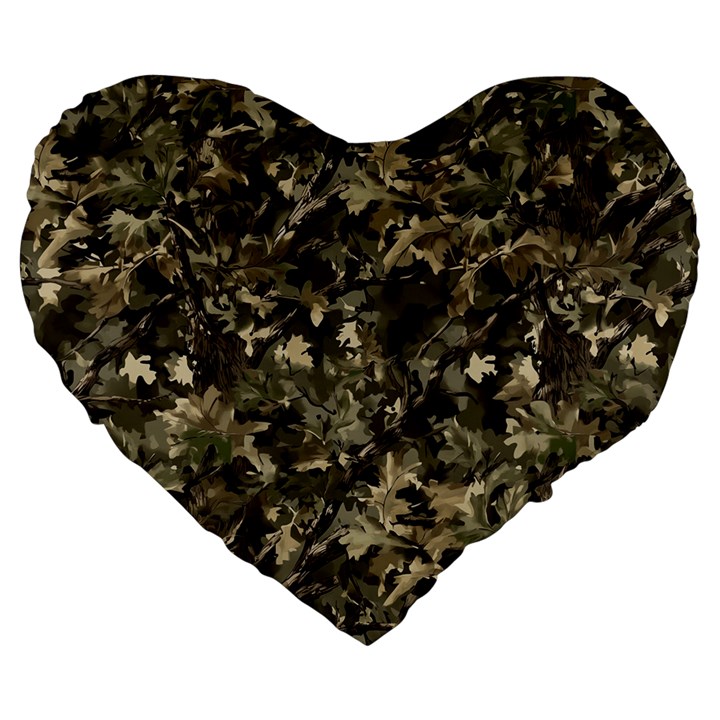 Camouflage Army Survival Uniform Large 19  Premium Flano Heart Shape Cushions