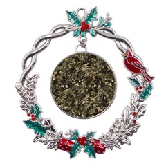 Camouflage Army Survival Uniform Metal X mas Wreath Holly Leaf Ornament by Posterlux