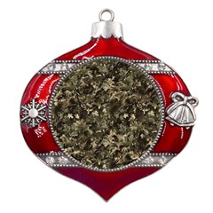 Camouflage Army Survival Uniform Metal Snowflake And Bell Red Ornament by Posterlux