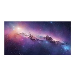 Cosmic Dreamscape Print (ai) Black Backgrond Satin Wrap 35  X 70  by dflcprintsclothing