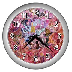 Marbling Blend  Wall Clock (silver) by kaleidomarblingart