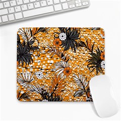 Leaf Yellow Point Flower White Large Mousepad by Grandong