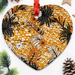 Leaf Yellow Point Flower White Heart Ornament (Two Sides) Front