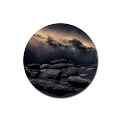 Stellar Dreamscape (ai&human) Rubber Coaster (round) by dflcprintsclothing