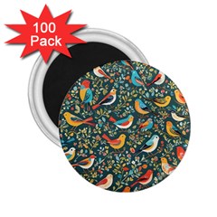 Birds Pattern Flowers Whimsical 2 25  Magnets (100 Pack)  by Salmanaz77