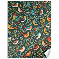 Birds Pattern Flowers Whimsical Canvas 18  X 24  by Salmanaz77