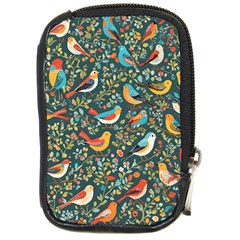 Birds Pattern Flowers Whimsical Compact Camera Leather Case by Salmanaz77