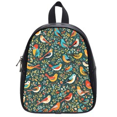 Birds Pattern Flowers Whimsical School Bag (small) by Salmanaz77