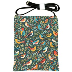 Birds Pattern Flowers Whimsical Shoulder Sling Bag by Salmanaz77