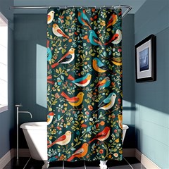 Birds Pattern Flowers Whimsical Shower Curtain 36  X 72  (stall)  by Salmanaz77