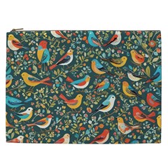 Birds Pattern Flowers Whimsical Cosmetic Bag (xxl) by Salmanaz77