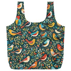 Birds Pattern Flowers Whimsical Full Print Recycle Bag (xl) by Salmanaz77