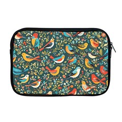 Birds Pattern Flowers Whimsical Apple Macbook Pro 17  Zipper Case by Salmanaz77