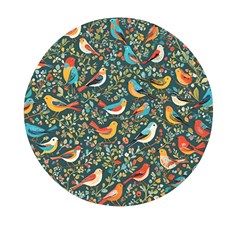 Birds Pattern Flowers Whimsical Mini Round Pill Box by Salmanaz77