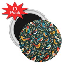 Birds Pattern Flowers Whimsical 2 25  Magnets (10 Pack)  by Salmanaz77