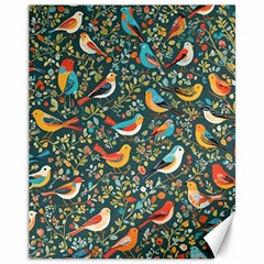 Birds Pattern Flowers Whimsical Canvas 11  X 14  by Salmanaz77