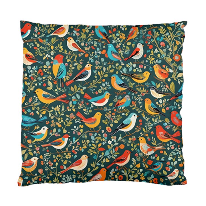 Birds Pattern Flowers Whimsical Standard Cushion Case (One Side)