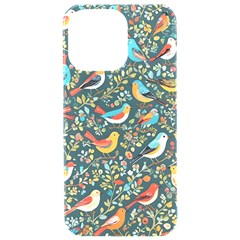 Birds Pattern Flowers Whimsical Iphone 15 Pro Max Black Uv Print Pc Hardshell Case by Salmanaz77