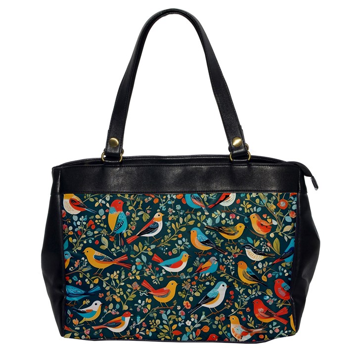 Birds Pattern Flowers Whimsical Oversize Office Handbag