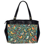 Birds Pattern Flowers Whimsical Oversize Office Handbag (2 Sides) Back