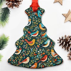 Birds Pattern Flowers Whimsical Ornament (christmas Tree) 