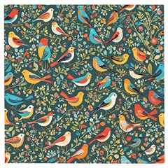 Birds Pattern Flowers Whimsical Wooden Puzzle Square by Salmanaz77