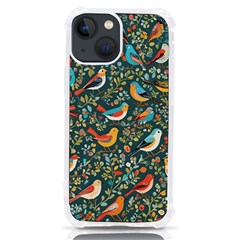 Birds Pattern Flowers Whimsical Iphone 13 Mini Tpu Uv Print Case by Salmanaz77