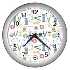 Pattern Seamless Texture Sewing Wall Clock (silver)