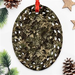 Camouflage Army Survival Uniform Oval Filigree Ornament (two Sides)