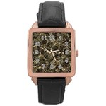 Camouflage Army Survival Uniform Rose Gold Leather Watch  Front