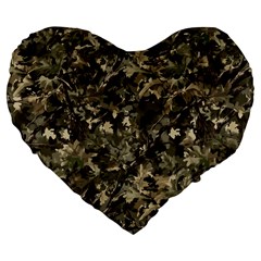 Camouflage Army Survival Uniform Large 19  Premium Flano Heart Shape Cushions by Posterlux