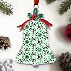 Texture Dots Pattern Metal Holly Leaf Bell Ornament