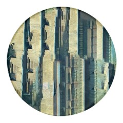 Texture Abstract Buildings Round Glass Fridge Magnet (4 Pack)