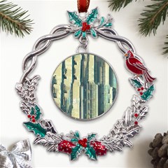 Texture Abstract Buildings Metal X mas Wreath Holly Leaf Ornament by anzea