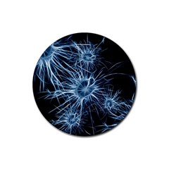 Neurons Brain Cells Structure Rubber Round Coaster (4 Pack) by anzea