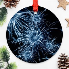 Neurons Brain Cells Structure Round Ornament (two Sides)