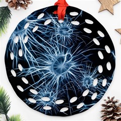 Neurons Brain Cells Structure Round Filigree Ornament (two Sides)