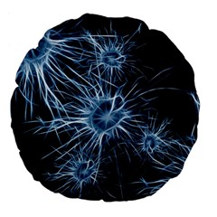 Neurons Brain Cells Structure Large 18  Premium Flano Round Cushions by anzea