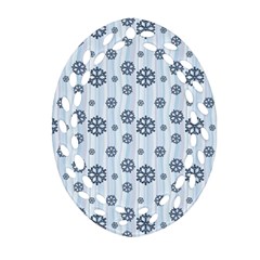 Snowflakes Winter Christmas Oval Filigree Ornament (two Sides)