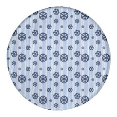 Snowflakes Winter Christmas Round Glass Fridge Magnet (4 Pack) by anzea