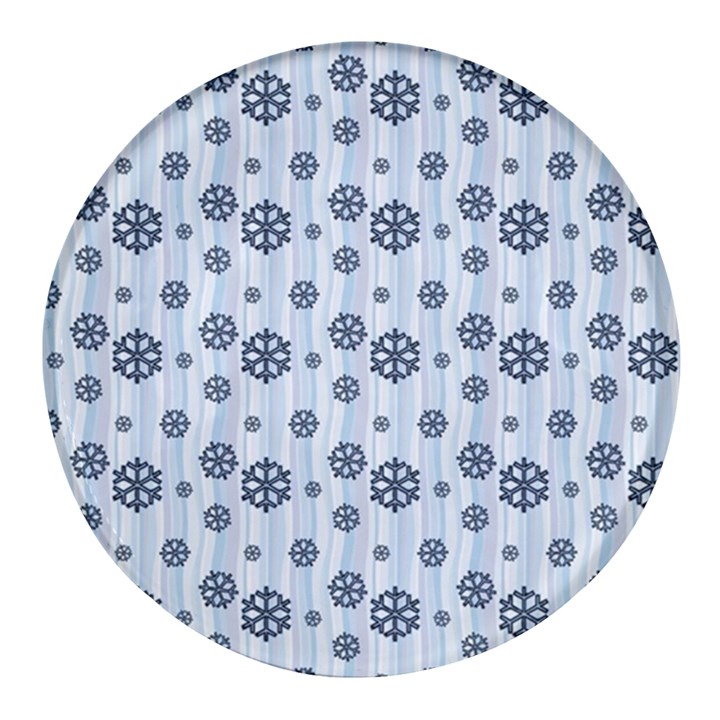 Snowflakes Winter Christmas Round Glass Fridge Magnet (4 pack)