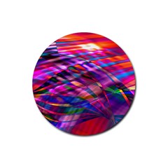 Wave Lines Pattern Abstract Rubber Round Coaster (4 pack)