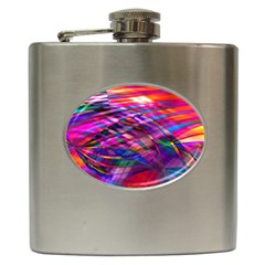 Wave Lines Pattern Abstract Hip Flask (6 Oz) by anzea