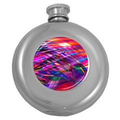 Wave Lines Pattern Abstract Round Hip Flask (5 Oz) by anzea